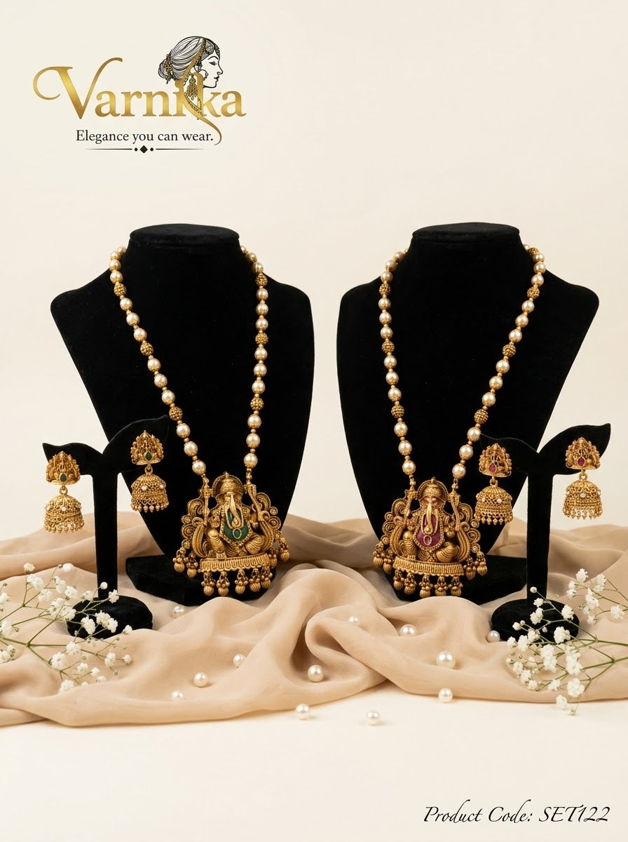 SET122 - The Ganesham Pearl Mala Set