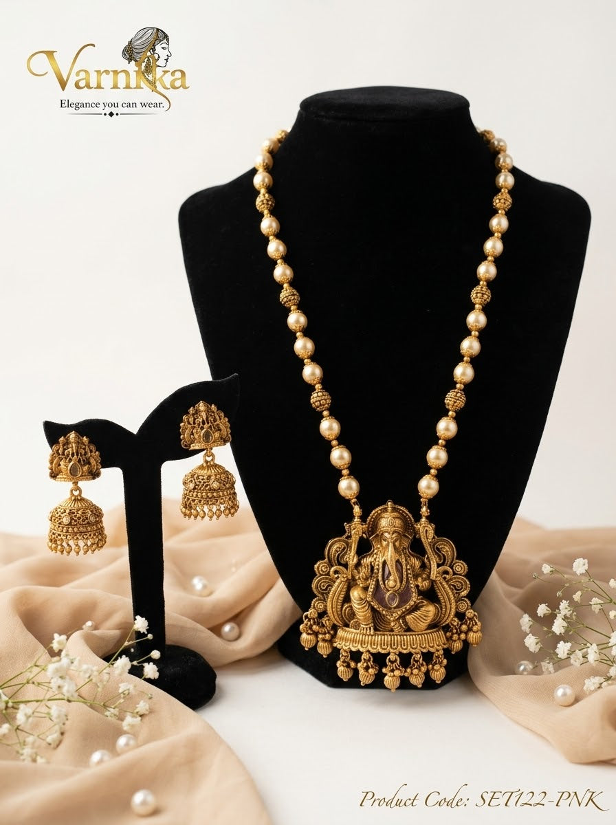 SET122 - The Ganesham Pearl Mala Set