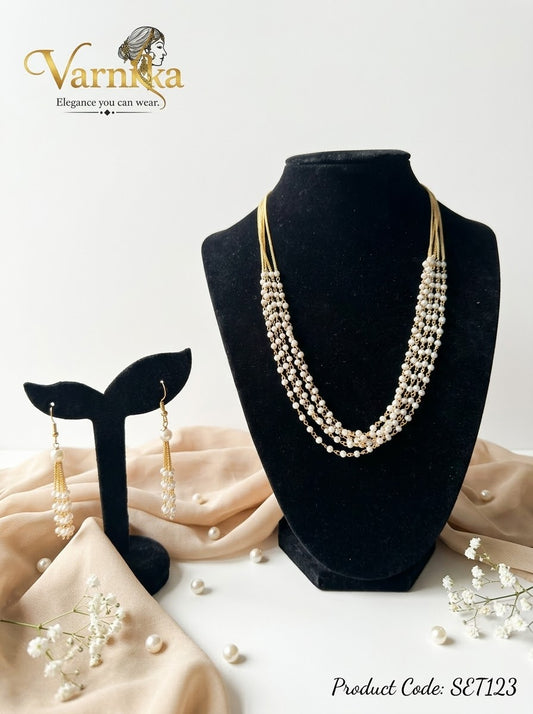 SET123 - Rivaah Delicate Layered Pearl & Gold-Tone Necklace Set