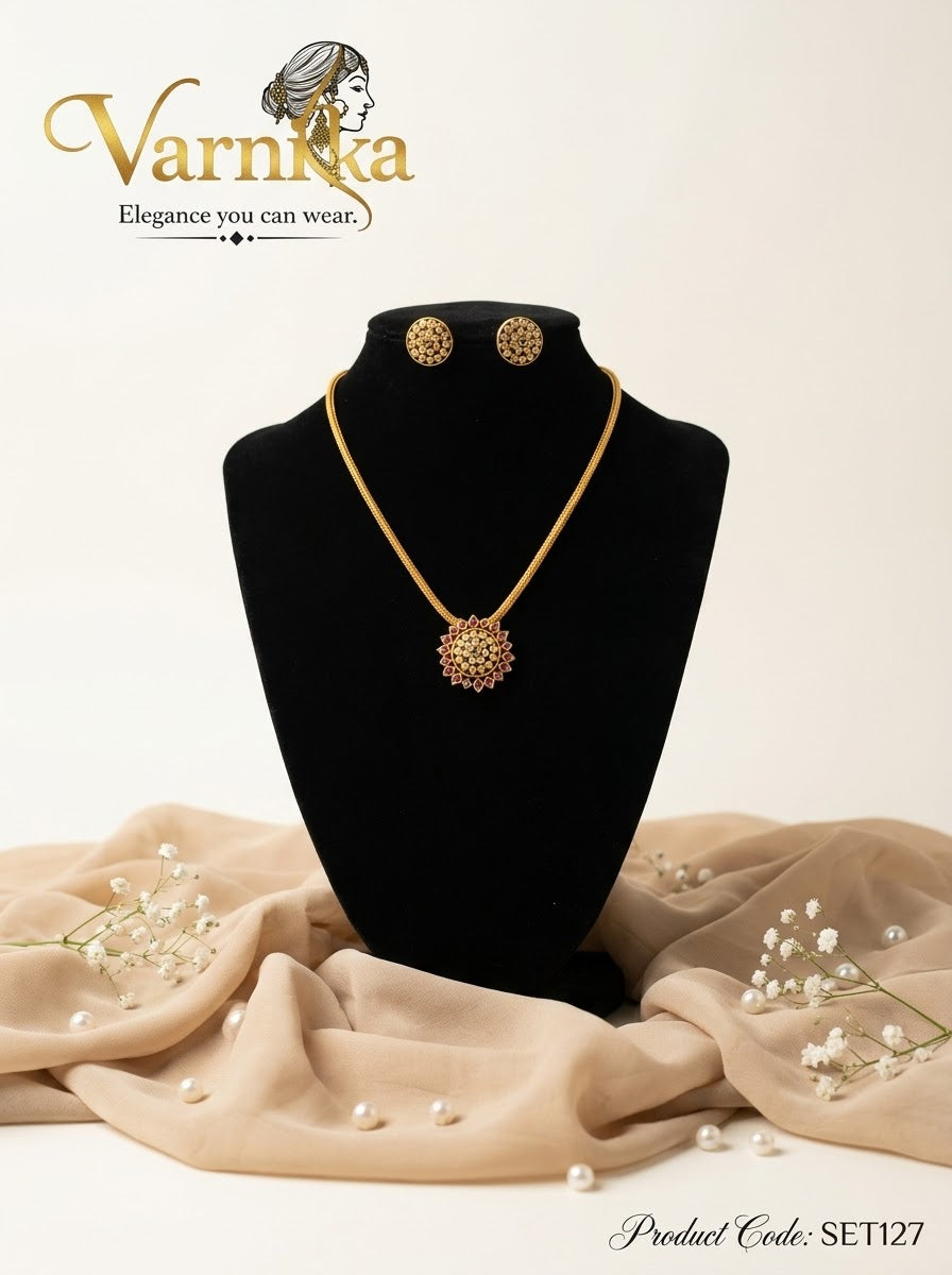 SET127 - Sunburst Floral Kemp Short Necklace Set