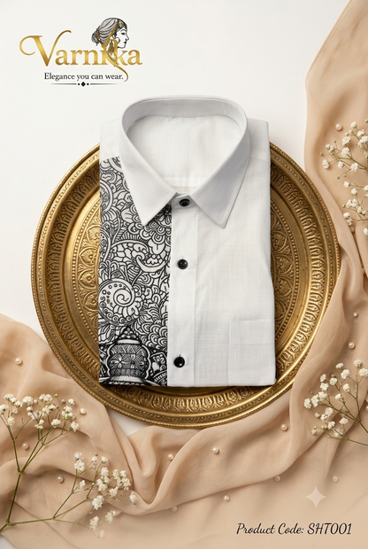 SHT001 -  Monochrome Kathakali Line-Art Men's Short Sleeve Shirt