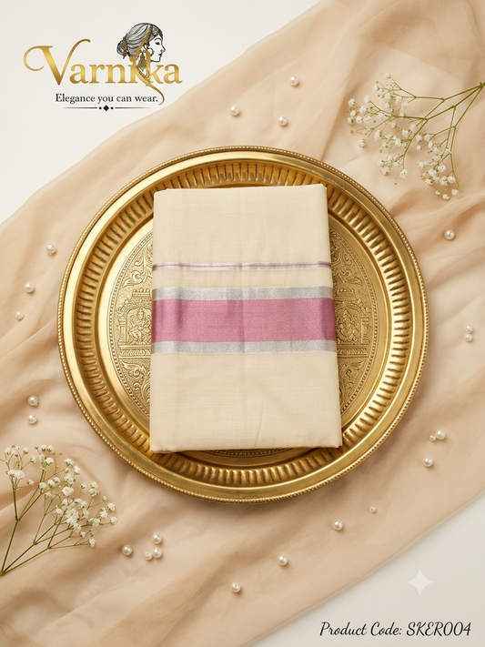⁠SKER004 - Malavika Cotton Kasavu Set Saree