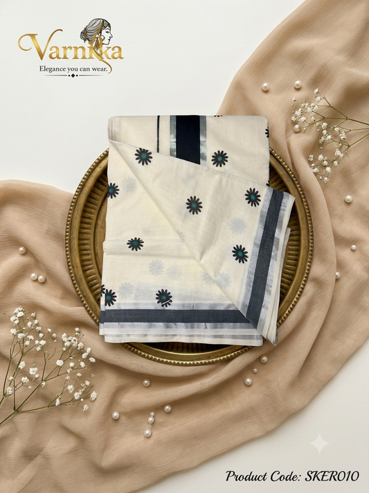 SKER010 - Aarna Floral Kerala Set Saree