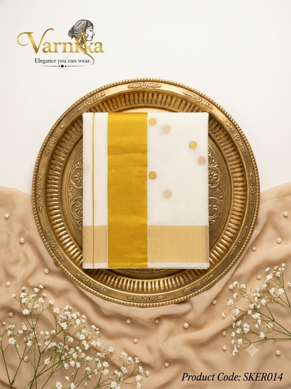 SKER014 - Golden Butta Kerala Kasavu Saree