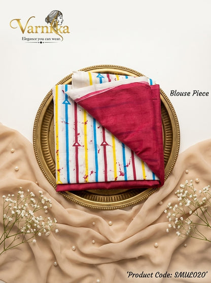 SMUL020 - Multicolour Striped Batik Mulmul Saree