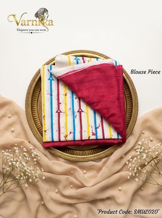 SMUL020 - Multicolour Striped Batik Mulmul Saree