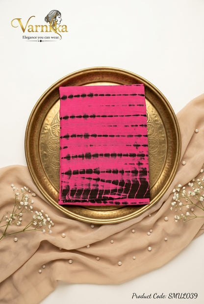 SMUL039 - Fuchsia & Charcoal Shibori Tie-Dye Mulmul Cotton Saree