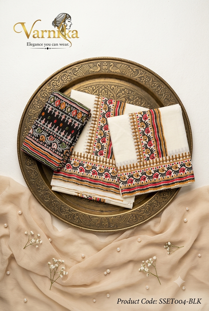 SSET004 - Maya Kalamkari Powerloom Set Mundu