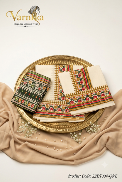 SSET004 - Maya Kalamkari Powerloom Set Mundu