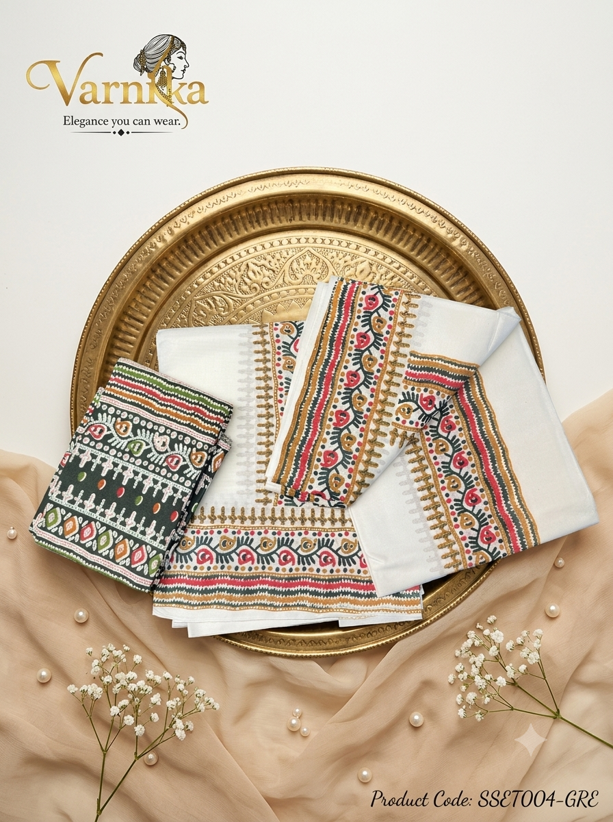 SSET004 - Maya Kalamkari Powerloom Set Mundu