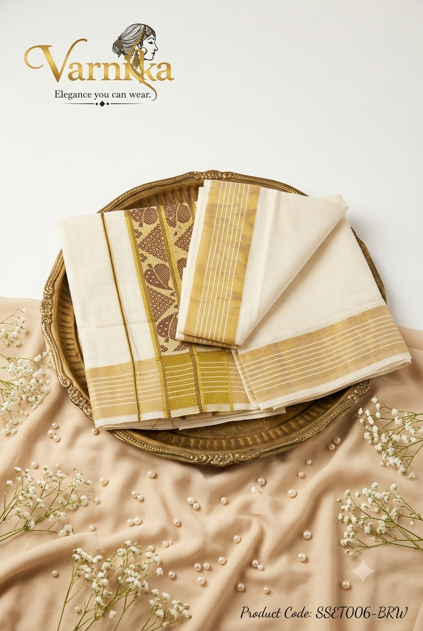 SSET006 - The Heritage Leaf Powerloom Set Mundu