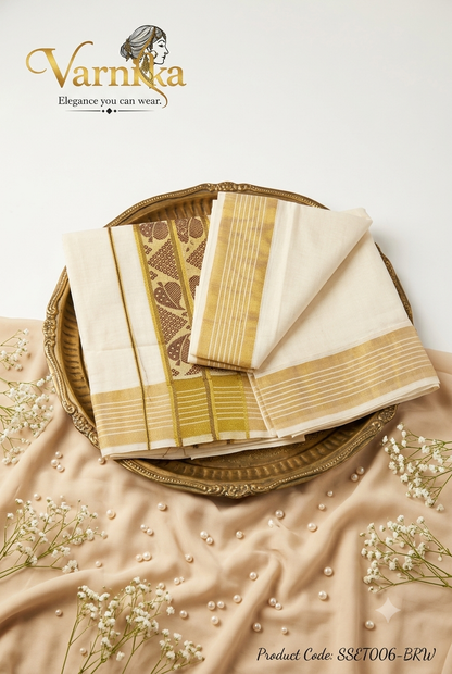 SSET006 - The Heritage Leaf Powerloom Set Mundu