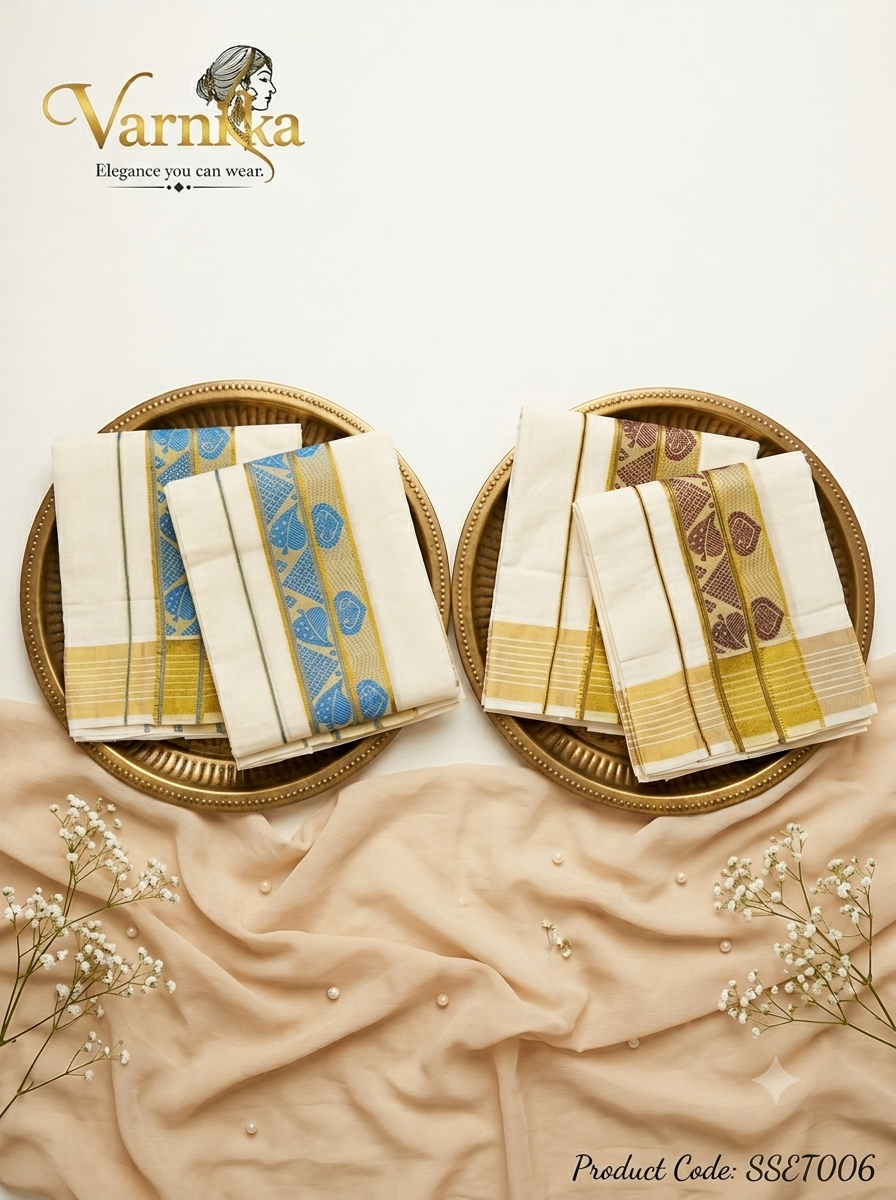 SSET006 - The Heritage Leaf Powerloom Set Mundu