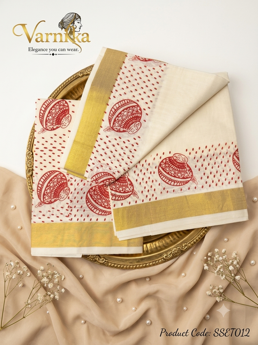 SSET012 - The Kalam Print Set Mundu