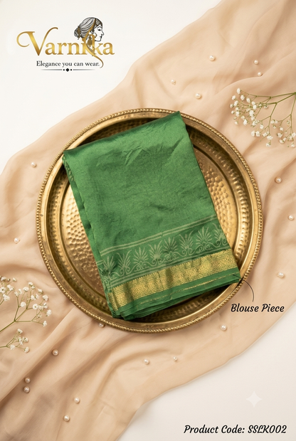 SSLK002 - Sage Emerald Maheshwari Silk Saree