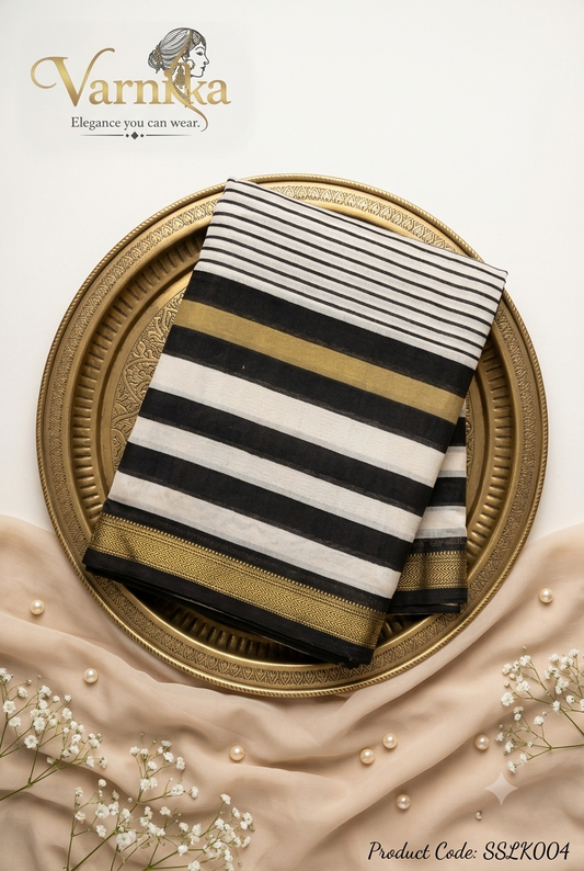 SSLK004 - The Monochrome Maheshwari Silk Saree