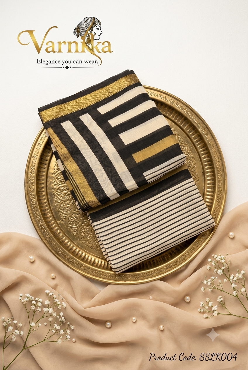 SSLK004 - The Monochrome Maheshwari Silk Saree