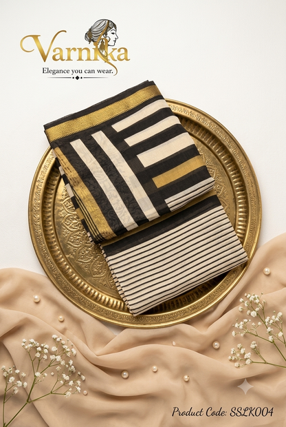 SSLK004 - The Monochrome Maheshwari Silk Saree