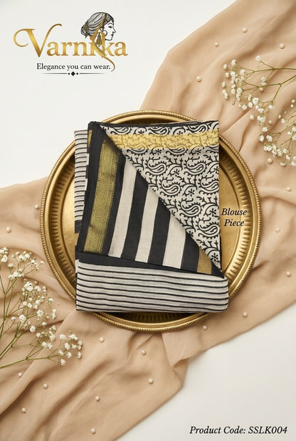 SSLK004 - The Monochrome Maheshwari Silk Saree